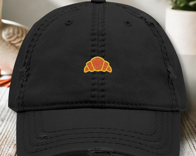 Croissant Embroidery Dad Hat, Minimalist Bakery, Cotton Twill