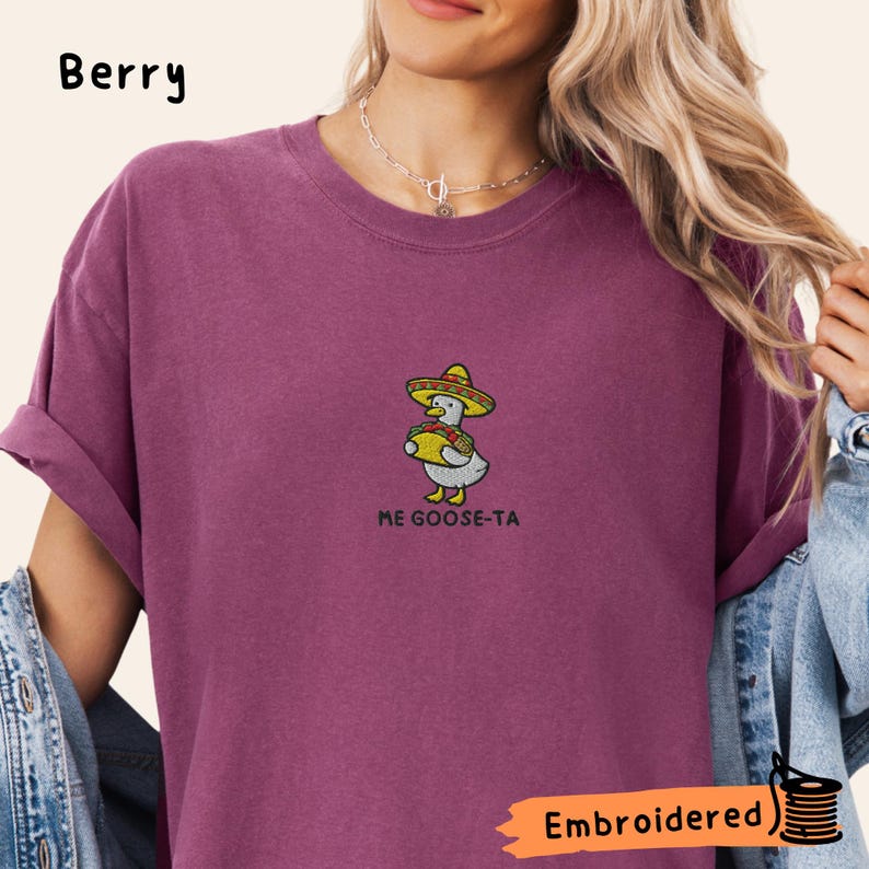 Mexican Goose Embroidered T-Shirt, Comfort Colors 1717, Funny Goose Tee image 7