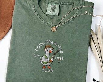 Embroidered Grandpa Fishing Shirt, Comfort Colors Grandpas Club Tee, Grandfather Gift