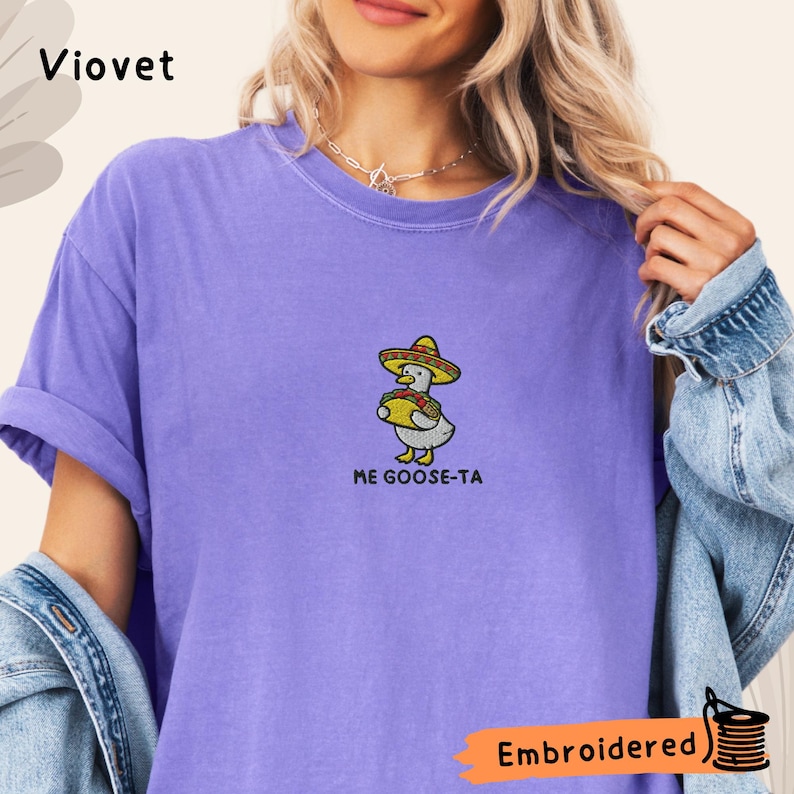 Mexican Goose Embroidered T-Shirt, Comfort Colors 1717, Funny Goose Tee image 5