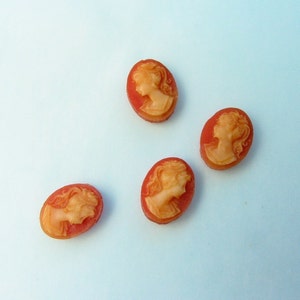 4 Vintage Small Rustic Cameos  - 10x8mm
