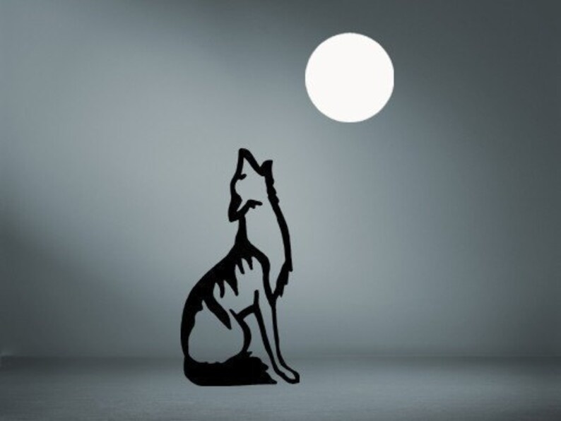 Wolf Howling Decal Full Moon Decal Wall Decal Night Etsy