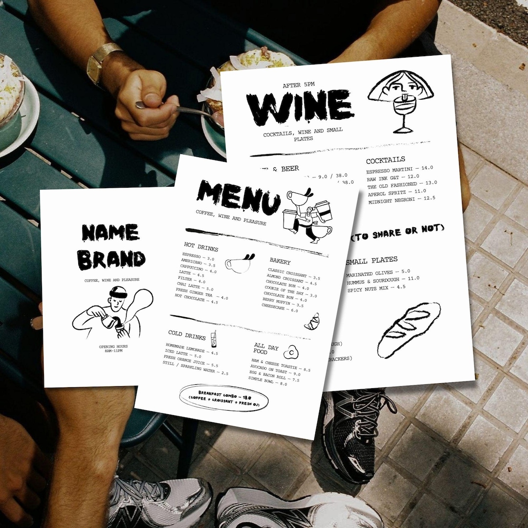 Printable Menu Template, Urban Naive Style, Canva Editable Design ...