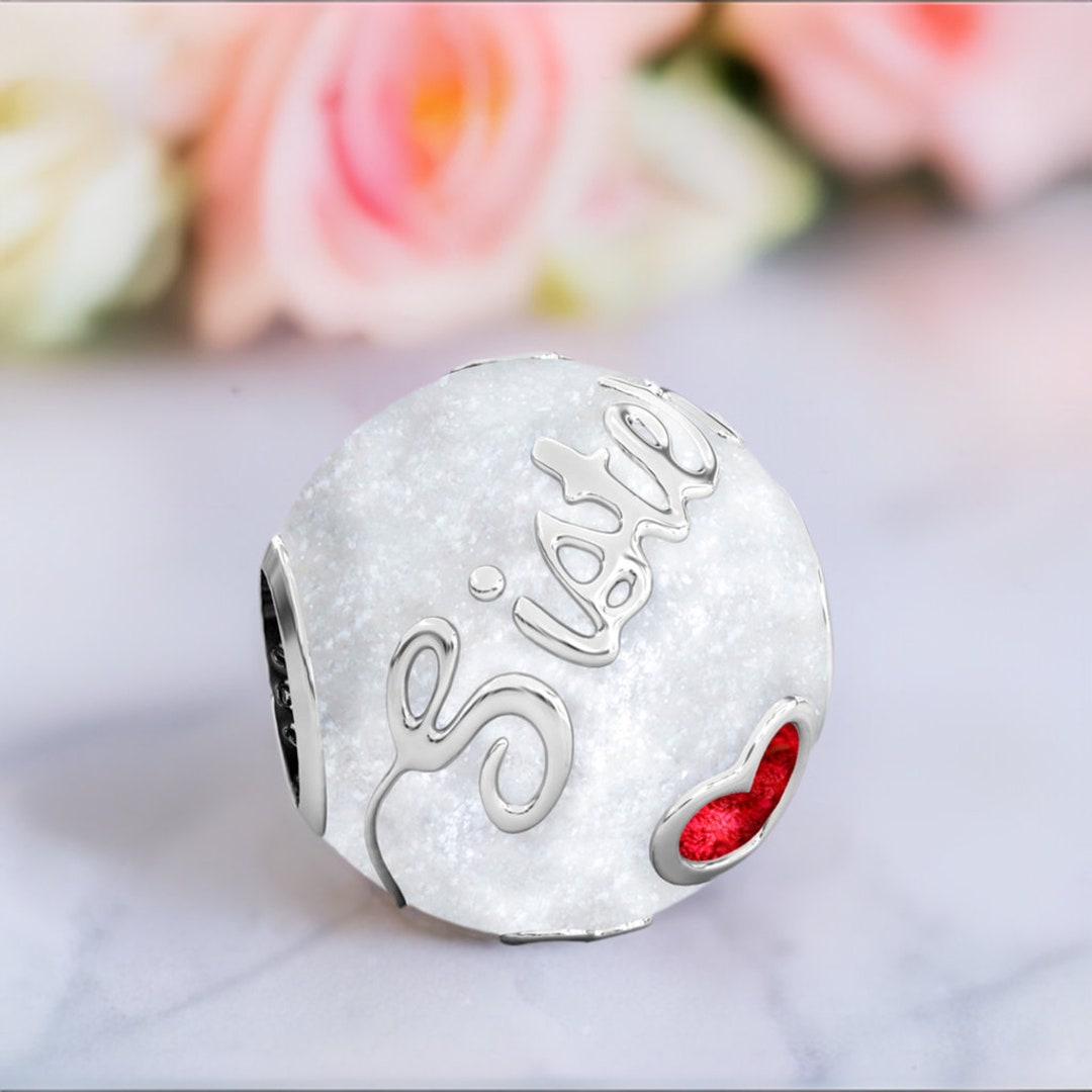 SISTER Family Enamel Bead Charm Authentic BELLA FASCINI® White