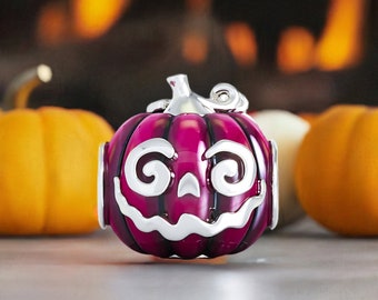 Jewel Pumpkin Halloween Bead Charm - Vivid Purple Enamel Jewel Pumpkin Halloween Bead Charm - Vivid Purple Enamel