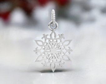 Sterling Silver Snowflake Charm European Style Winter Holiday