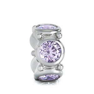 CZ Round Lights Bead Charm Light Amethyst 925 Silver Fits Pandora and Compatible European Brand Bracelets BELLA FASCINI® F-158 image 4