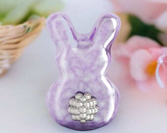 Bunny Butt Charm Bead - 925 Sterling Silver with PURPLE Pearlescent Luxe Color Enamel - Universal Core Fits Pandora - BELLA FASCINI® F-186