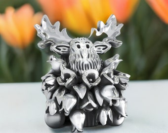 Spring Tulip Bouquet Moose Bead Charm - 925 Sterling Silver - Fits Pandora and Compatible European Brand Bracelets - BELLA FASCINI®