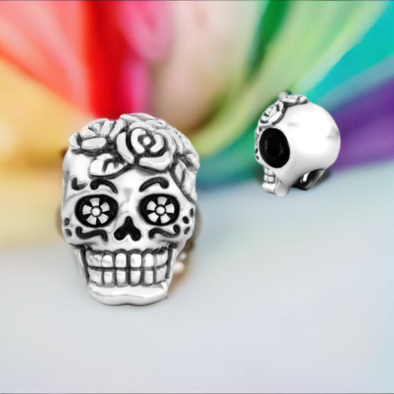 4 ciondoli a forma di teschio di zucchero in argento e oro - Giorno dei Morti - Dia De Los Muertos - Italia