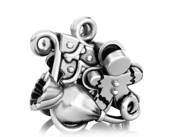 Christmas Cookie Madness Bead Charm - 925 Sterling Silver - Fits Pandora and Compatible European Authentic Brand Bracelets - BELLA FASCINI®