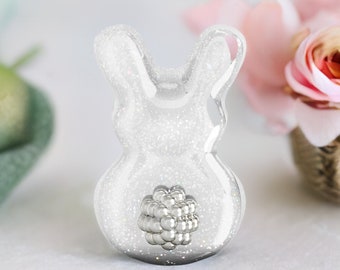 Bunny Butt Charm Bead - 925 Sterling Silver with WHITE Pearl Shimmer Luxe Color Enamel - Universal Core Fits Pandora - BELLA FASCINI® F-189