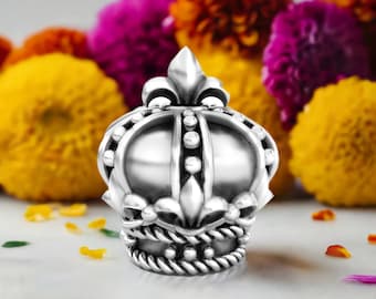 Fleur De Lis Crown Royal Bead Charm - 925 Silver - Fits Pandora and Compatible European Authentic Brand Bracelets - BELLA FASCINI®