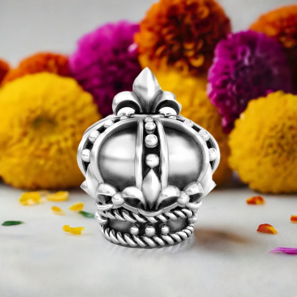 Fleur De Lis Crown Royal Bead Charm - 925 Silver - Fits Pandora and Compatible European Authentic Brand Bracelets - BELLA FASCINI®