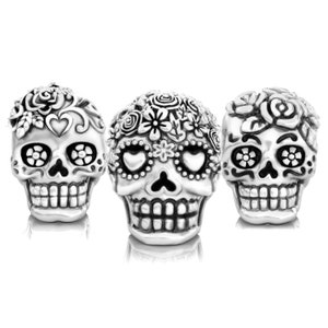 Sugar Skull Dia de los Muertos Bead Charm Flower Bouquet 925 Silver Fits Pandora and Compatible Brand Bracelets BELLA FASCINI® F-118 image 7