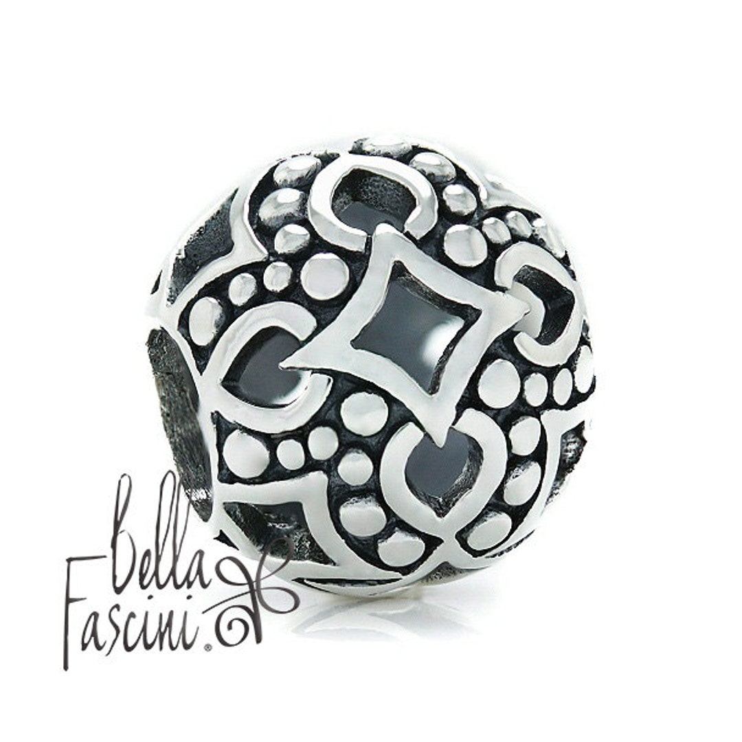 Moroccan Exotic Design Ball Bead Charm 925 Sterling Silver 