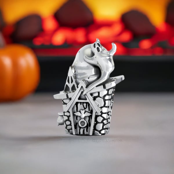 Charm en perles d'Halloween maison hantée chapeau de sorcière - Argent sterling 925 - Convient aux bracelets Pandora et européens compatibles - BELLA FASCINI® F-133