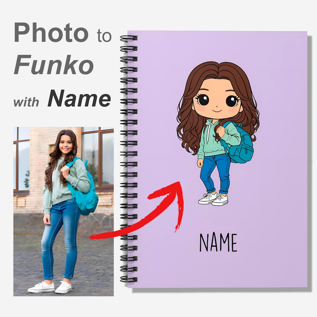 Personalized Notebook With Cartoon Character From Photo, Custom Kids ...