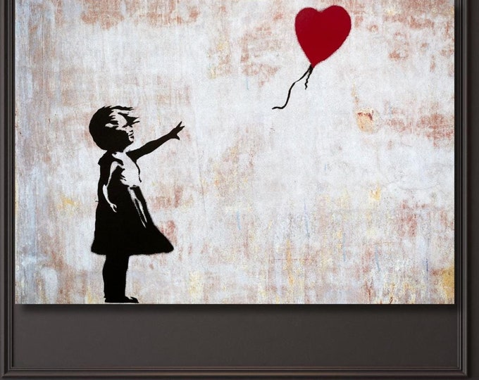 Banksy Girl with Balloon Canvas Art: Graffiti Street Art Decor