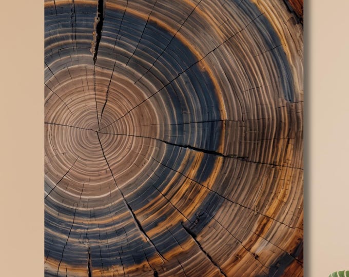 Tree Ring Canvas Wall Art, Wood Texture Stump Print, Natural Elegant Home Decor