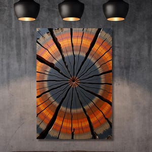 Tree Ring Rustic Canvas Wall Art,Framed Wood Texture Print, Tree Trunk & Stump Art, Modern Nature Decor for Living Room or Cabin Style Print