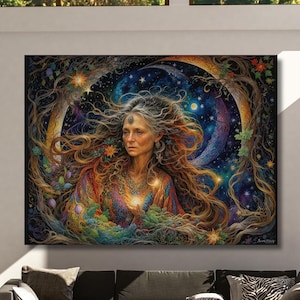 Spiritual Mother Canvas Wall Art Earth Magical Fantasy Nature Wall Art, Abstract Gaia Ready to Hang Gaia Wall Art Canvas art Mythology gift