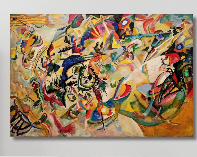 Wassily Kandinsky Composition VII Inspired Canvas Art, Abstract Circles Painting, Bauhaus Style Decor