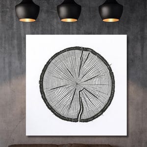 Anneau d&#39;arbre, impression sur toile, art mural nature rustique, décor inspiré du grain de bois, oeuvre d&#39;art terreuse minimale pour le salon ou la cabine, ambiance prête à accrocher