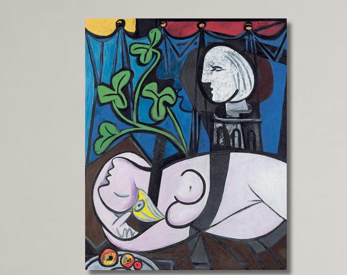 Pablo Picasso Nude Green Leaves and Bust Canvas Print, Famous 1932 Picasso Print, Modern Cubist Wall Art, Marie-Therese Walter Portrait