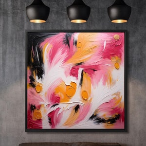 Pink giclee Canvas print abstract painting,abstract wall decor, living room art, living room decor,  colorful wall art pinart Wall Decor Art