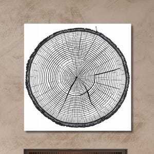 Anneau d&#39;arbre, impression sur toile, art mural nature rustique, décor inspiré du grain de bois, oeuvre d&#39;art terreuse minimale pour le salon ou la cabine, ambiance prête à accrocher