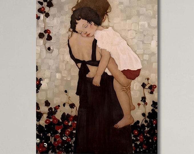 Gustav Klimt 'The Mother and Child' Canvas Art Print