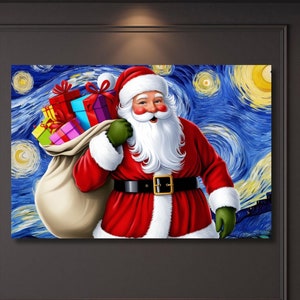 Santa Claus Portrait Canvas Wall Art Christmas Wall Art, Winter Holidays Painting, Farmhouse Christmas Decor, Santa Claus Art Christmas Gift
