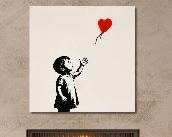 Banksy Boy With Balloon Canvas Wall Art, Numbered Edition Banksy Print, Graffiti Street Art Poster, Modern Urban Wall Decor, Wall Hangings