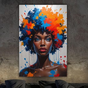 African Woman Wall Art,Abstract Canvas Wall Art Living Room Decor, Woman Canvas Print, Extra Large Wall Art,African American Art Home Decor