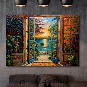 Open Window Henri Matisse Canvas Wall Art Henri Matisse Style Painting Sea Orange Matisse Window Klimt Canvas Oranges decor gift wall art