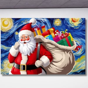 Santa Claus Portrait Canvas Wall Art Christmas Wall Art, Winter Holidays Painting, Farmhouse Christmas Decor, Santa Claus Art Christmas Gift