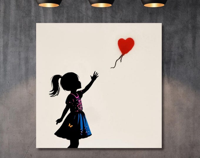 Banksy Girl With Balloon Canvas Wall Art, Numbered Edition Banksy Print, Graffiti Street Art Poster, Modern Urban Wall Decor, Wall Hangings