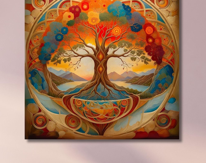 Tree Of Life Canvas Wall Art Symbolic Artwork Print, Celtic Tree of Life Canvas Poster, Klimt Poster, Klimt Exhibition Celtic Wall Decor art