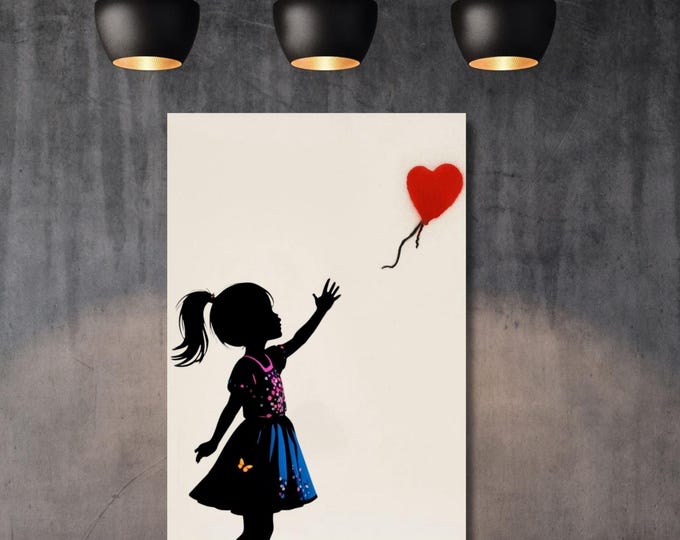 Banksy Dream Big Girl Canvas Wall Art, Graffiti Street Art Print, Framed Banksy Poster, Urban Modern Wall Decor, Wall Hangings Gift Canvas