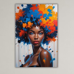 African Woman Wall Art,Abstract Canvas Wall Art Living Room Decor, Woman Canvas Print, Extra Large Wall Art,African American Art Home Decor