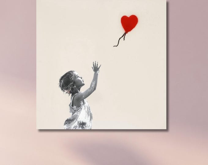 Banksy Girl With Balloon Canvas Wall Art, Numbered Edition Banksy Print, Graffiti Street Art Poster, Modern Urban Wall Decor, Wall Hangings