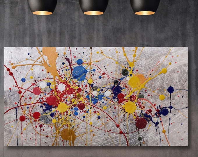 Pollock Style Canvas Wall Art, Abstract Drip Painting Print, Modern Splatter Art, Jackson Pollock Inspired Canvas, wall hangings Wall Decor