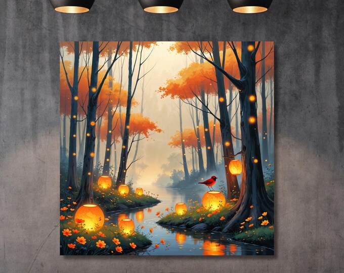 Klimt Inspired Autumn Forest Canvas Art: Celtic Sun Print