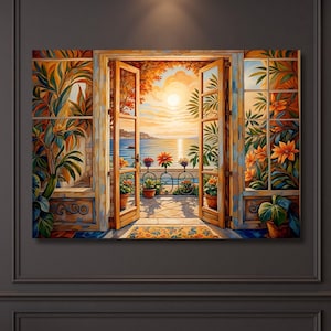 Open Window Henri Matisse Style Canvas Wall Art Henri Matisse Painting Sea Orange Matisse Window Klimt Canvas Oranges decor gift wall art