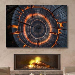 Tree Ring Canvas Wall Art, Rustic Wood Slice Print, Nature Tree Trunk Artwork, Minimalist Wooden Texture Canvas, Modern Rustic Wall Decor
