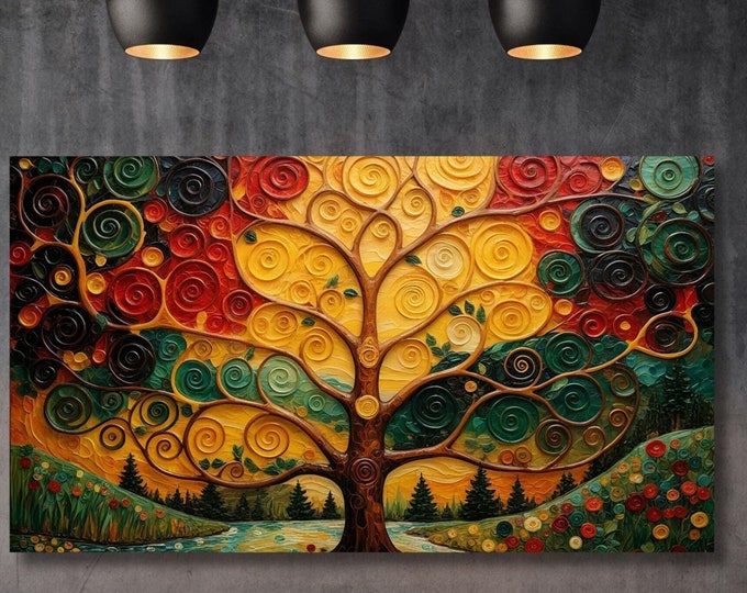 Tree of life Gustav Klimt Canvas Wall Art,Tree of life Framed Wall Art,Tree of life Poster, Extra Large Wall Art Tree of life Ready to Hang