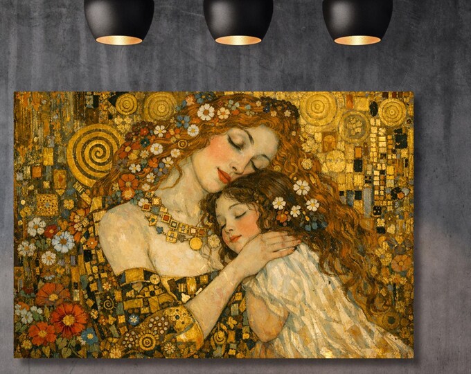 Gustav Klimt Mother and Child Style Canvas Klimt Wall Art Gustav Klimt Poster Modern Decor Art Gift Home Wall Decor Paint Tree Of Life Print