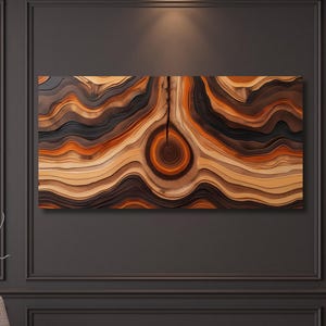 Tree Rings Canvas Wall Art Great Design Solution for Echo Waved Wood Canvas Print Natural Wood Texture Wall Decor, Elegant Abstract Art gift