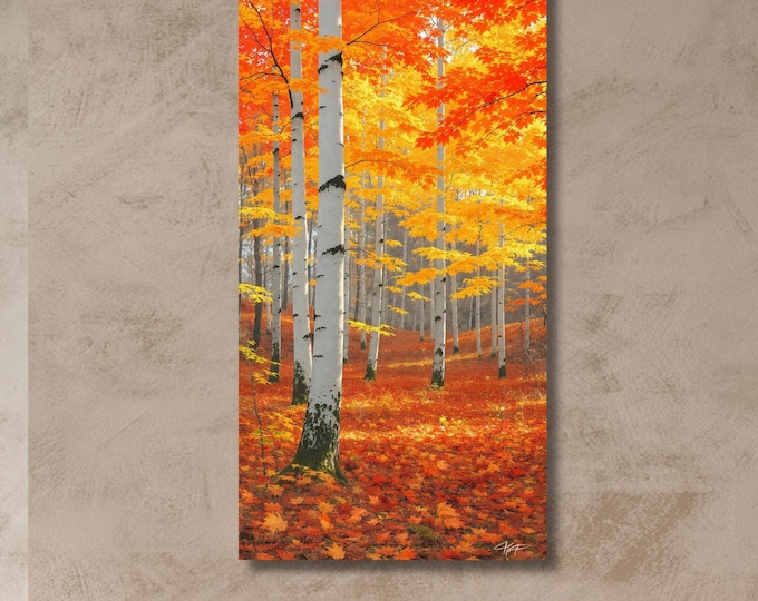 Mountain Long Narrow Canvas Wall Art, Tall and Thin Canvas wall art, Tree wall art Nature Wall Art Vertical Wall Art Poplar tree Wall Art